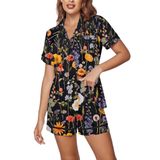 Conjunto De Pijama Feminino Ekouaer De Manga Curta Com Botões E Decote Em V