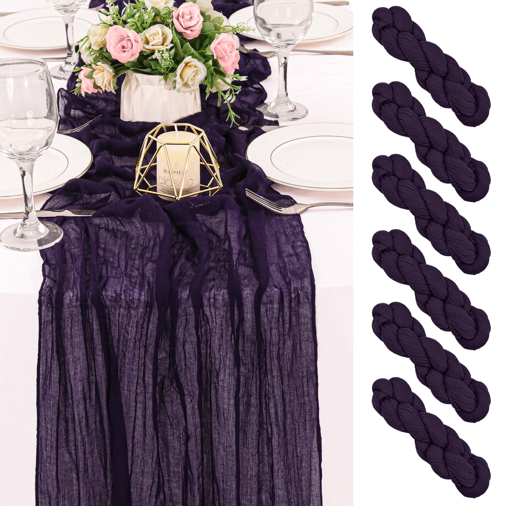 Pano De Algodão Roxo Escuro Haisiwlkj Table Runner De 3 M X 55 Cm - Pacote Com 6