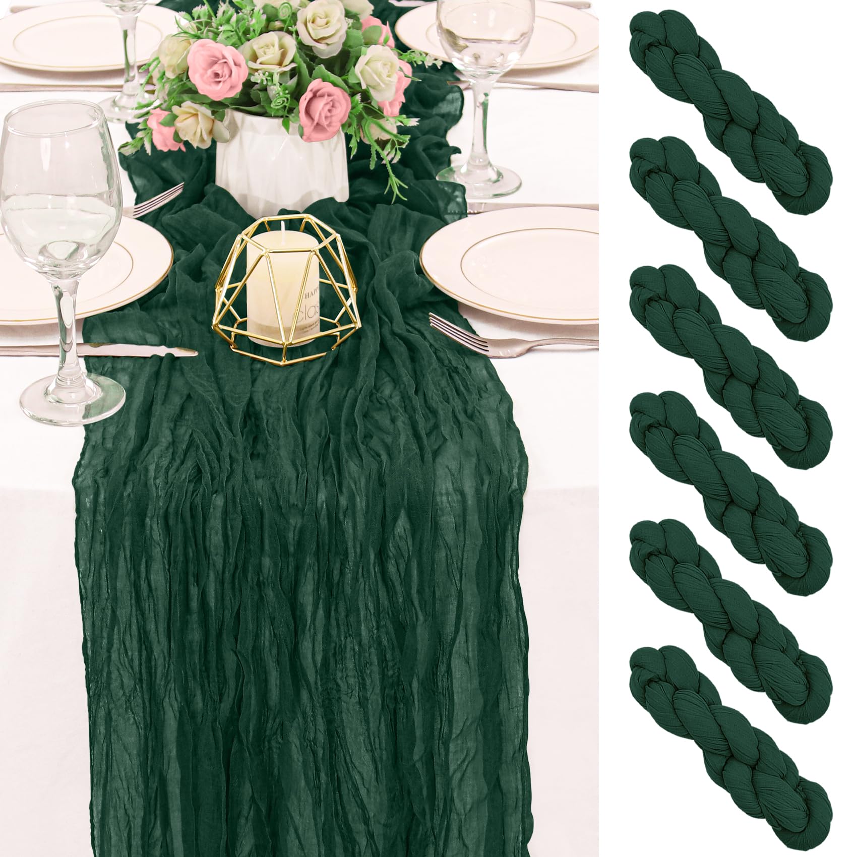 Pano De Algodão Verde Escuro Table Runner Haisiwlkj De 3 M X 55 Cm - Pacote Com 6