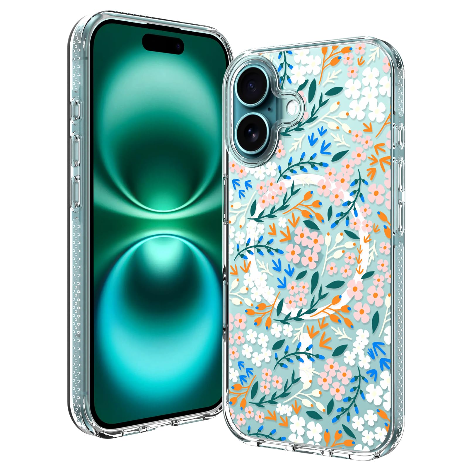 Capa De Telefone Ook Magnetic Para Iphone 16 Plus Flower Vines