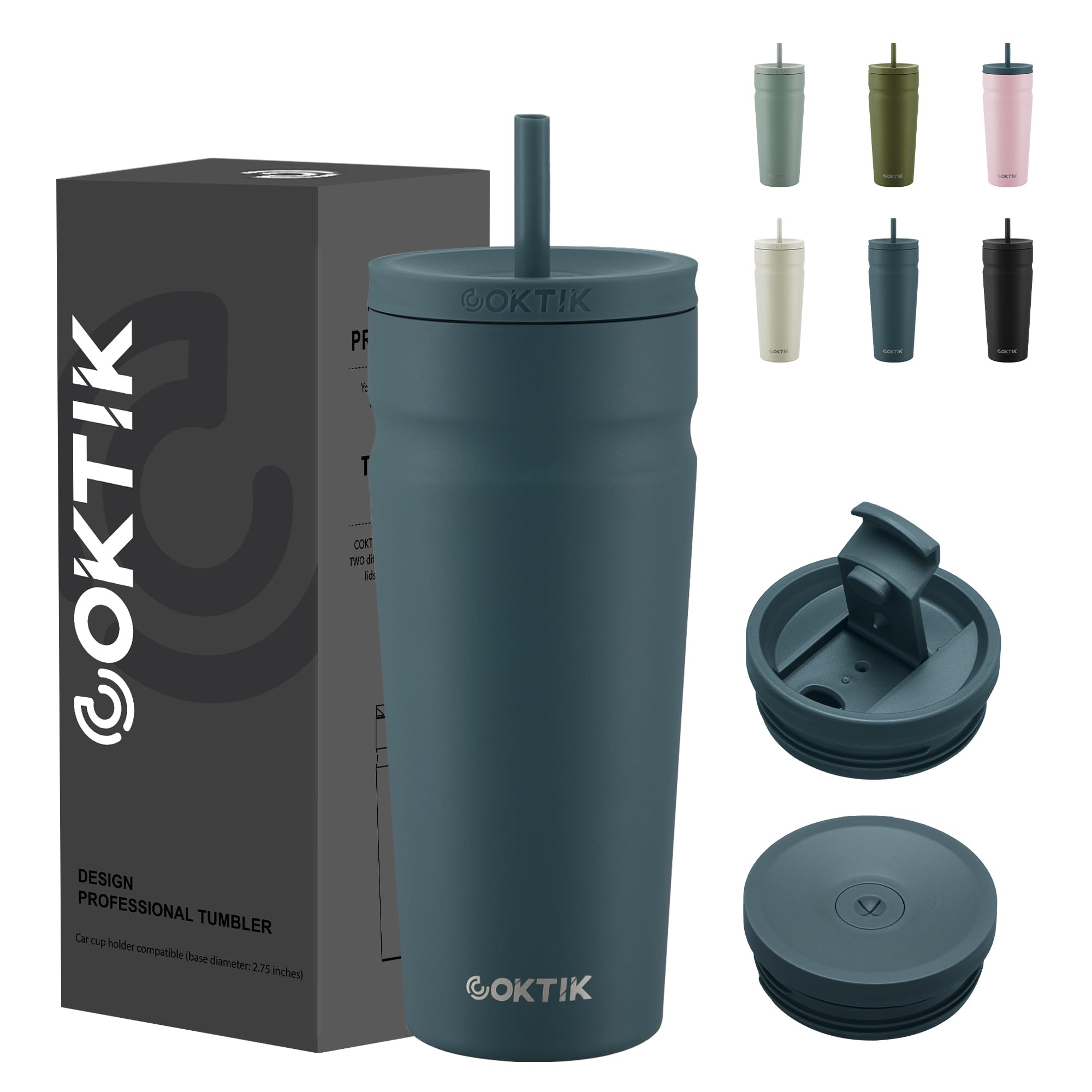 Copo Isolado Coktik Twilight Fog 710 Ml Com Tampa E Canudo