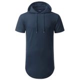 Moletom Masculino Com Capuz Aiyino, Moda Atlética, Manga Curta, Azul Marinho, 2gg