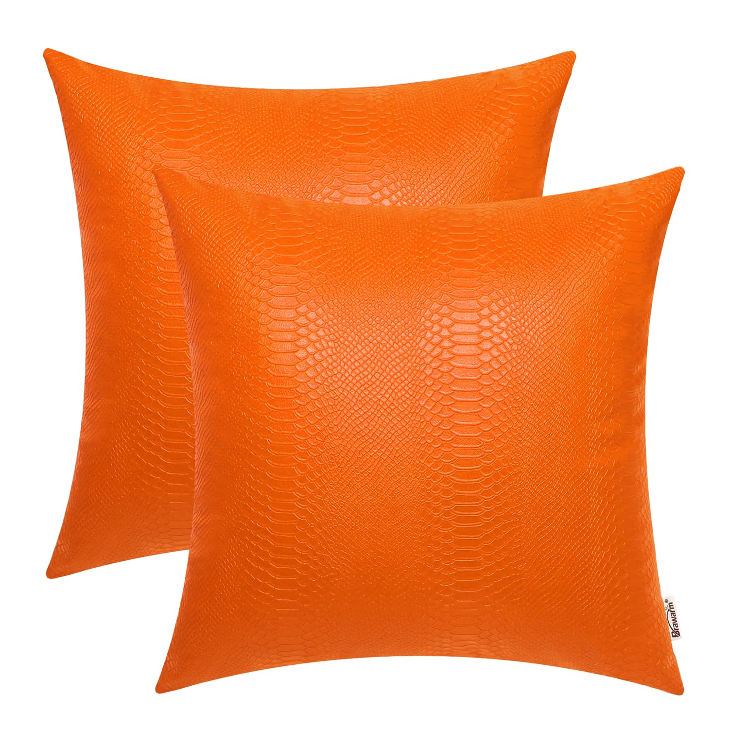 Almofadas De Couro Laranja Brawarm 55 Cm X 55 Cm Snake Pack 2