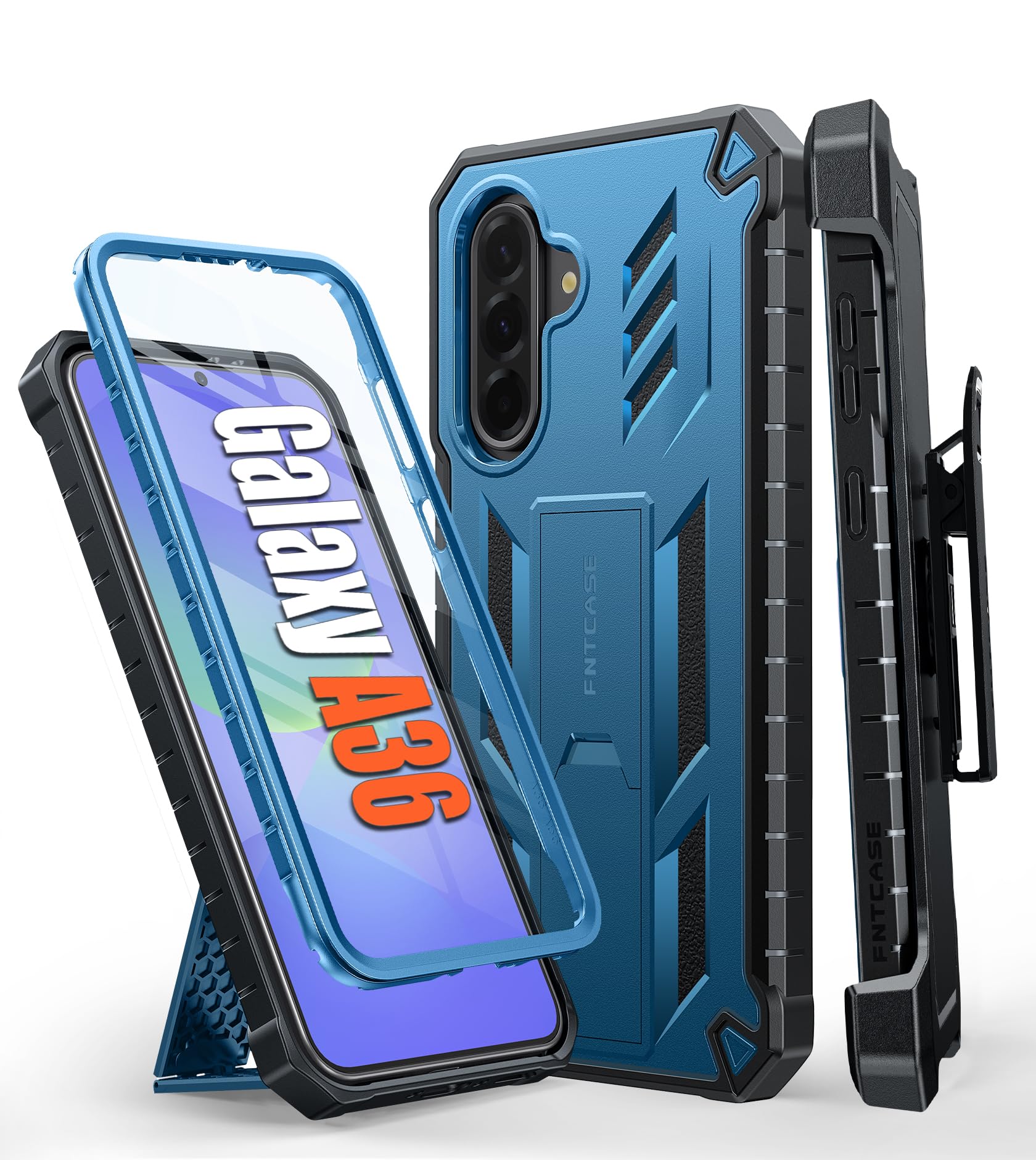 Capa De Telefone Fntcase Para Samsung Galaxy A36-5g Com Suporte Azul