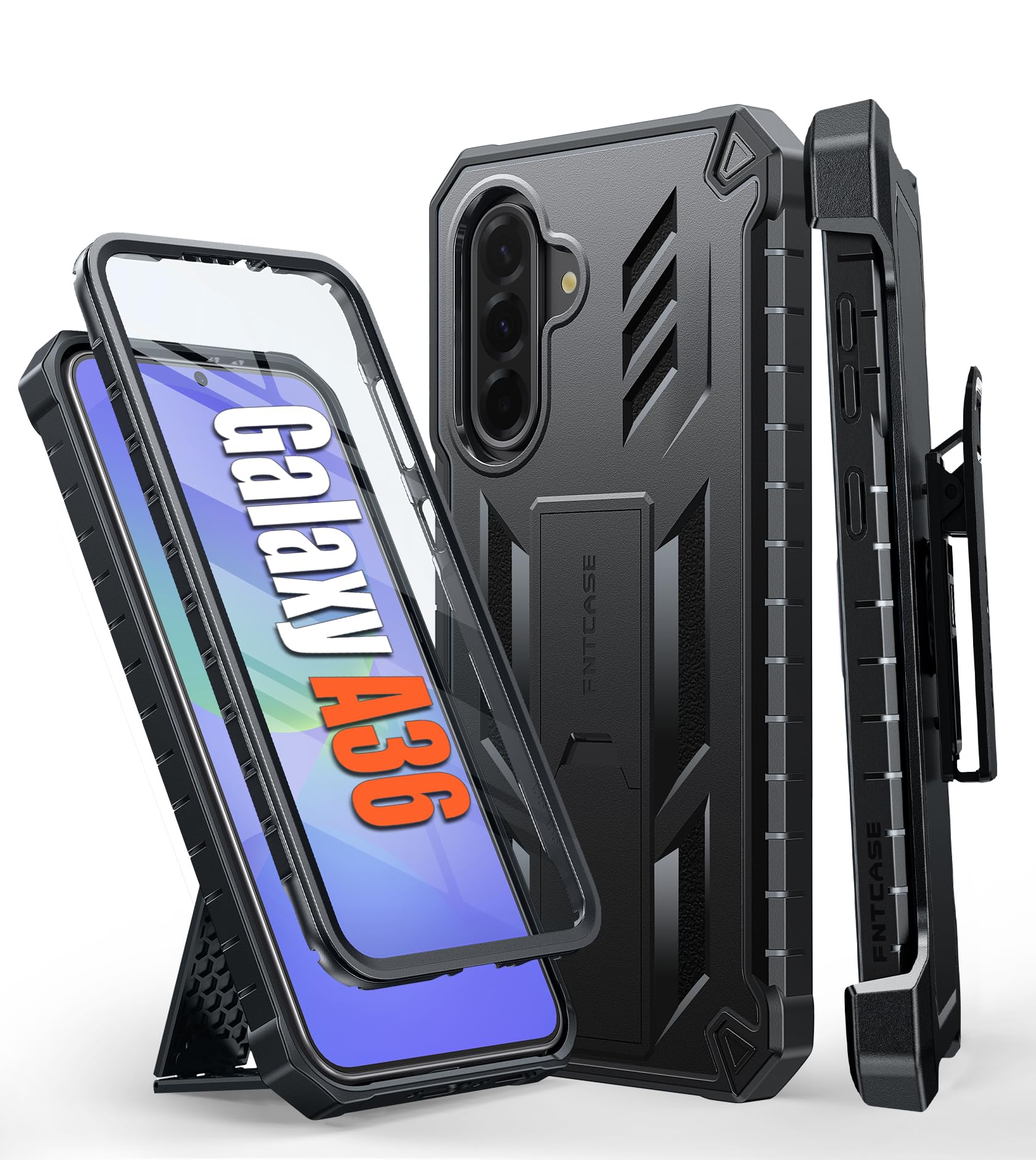 Capa De Telefone Fntcase Para Samsung Galaxy A36-5g Com Suporte Preto