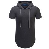 Moletom Masculino Com Capuz Aiyino, Moda Atlética, Manga Curta, Cinza Escuro, 2gg