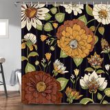 Cortina De Chuveiro Torich Boho Floral Botanical Green 175x200cm