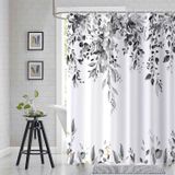Cortina De Chuveiro Caheansi Em Preto E Branco Com Folhas De Eucalipto