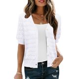 Cardigã Feminino Ieccp Recortado De Verão, Viscose, Branco, Gg