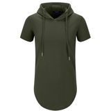 Moletom Masculino Com Capuz Aiyino, Moda Atlética, Manga Curta, Verde Militar