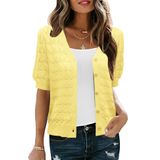 Suéter De Cardigã Feminino Ieccp Cortado Amarelo Viscose