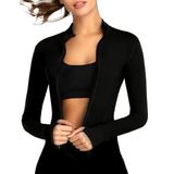 Jaqueta Feminina Hevwarm Cropped Athletic Bbl Preta Tamanho Xs
