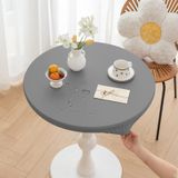 Toalha De Mesa Huierxun Redonda Ajustada Em Pu 120 Cm Impermeável Cinza Claro