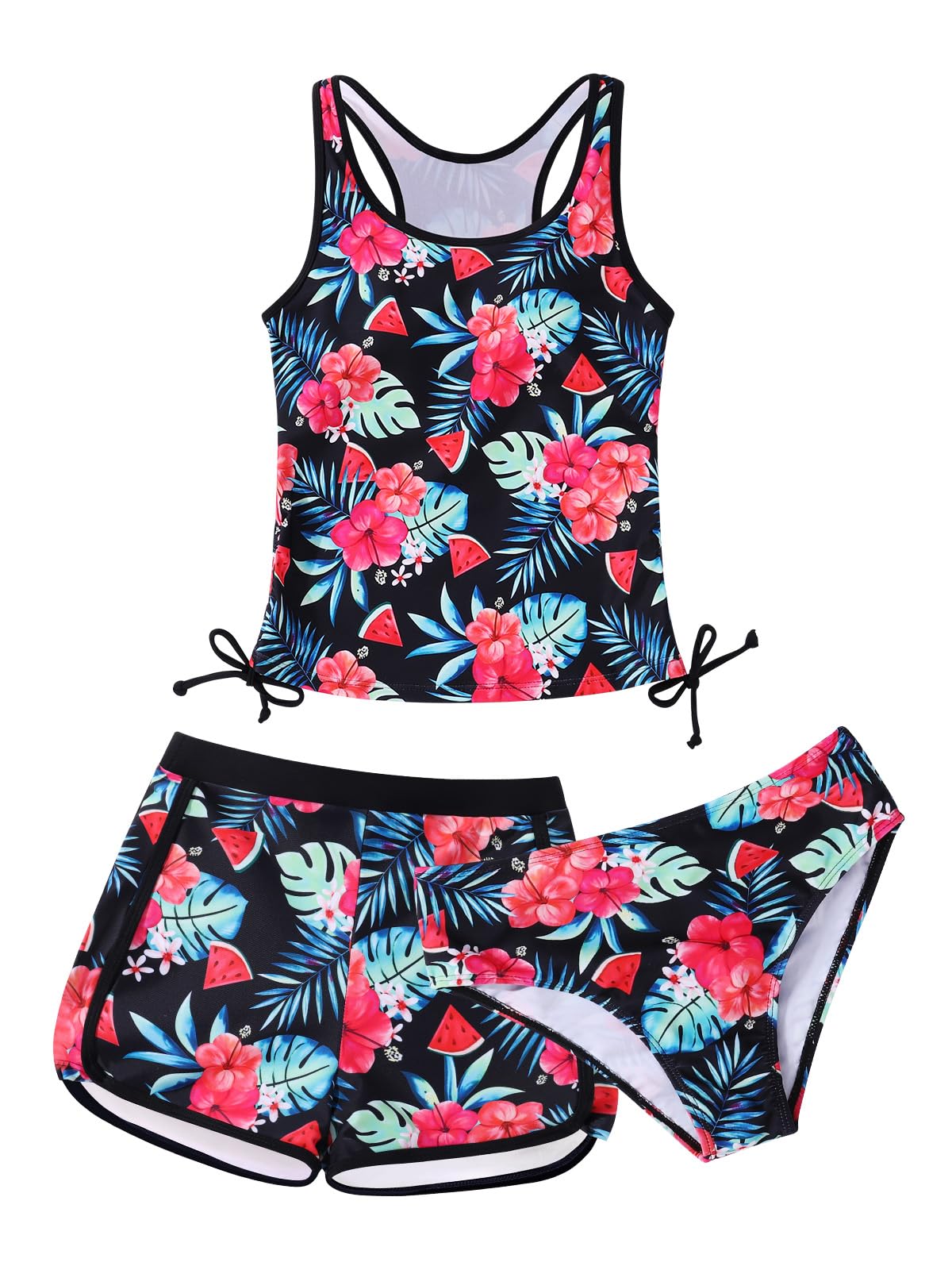 Roupa De Banho Para Meninas Patgoal Summer Racerback, Biquíni Com Shorts
