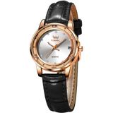 Relógio Feminino Opk Com Pulseira De Couro Vermelho Com Mostrador Diamantado À Prova D&#39;água