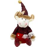 Decoração Boneco Rena Sentado Enfeite Tecido Natalino 40cm