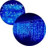 Pisca Cascata 320 Leds Azul Natal Fio Branco De 3x2m E 220v