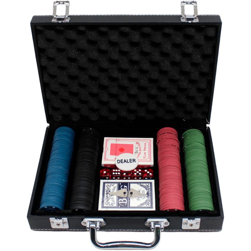 Maleta De Poker Preto Com 280 Fichas Numeradas Baralho Carta - imagem 3