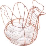 Cesto Galinha Porta Ovos Decorativo Aramado 18 Ovos Branco