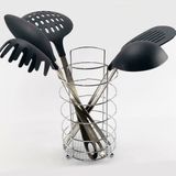 Kit Jogo Utensílios De Cozinha 5 Peças Inox Suporte De Mesa