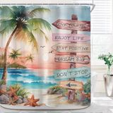 Cortina De Chuveiro Riyidecor Tropical Beach Palm Tree 180x180cm