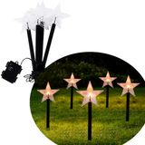 Pisca 5 Estrela Leds Solar Amarelo Jardim Natal Noel De 2,5m