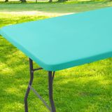 Toalha De Mesa Smiry Retangular, Elástico, Ajustado Em Vinil, 5 Pés, Azul-petróleo