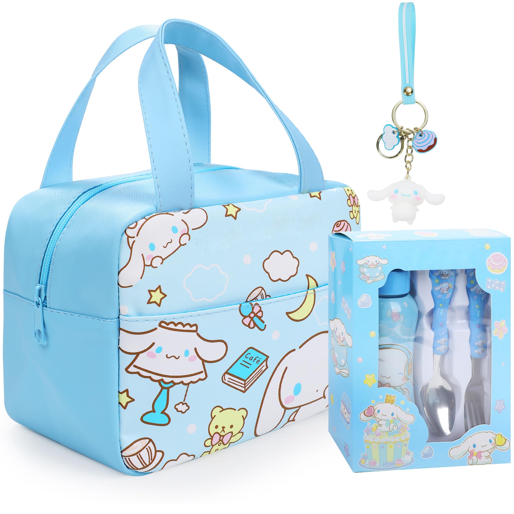 Conjunto De Talheres Para Lancheira Joicin Cartoon Anime Impermeável Azul