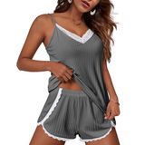 Conjunto De Pijama Ekouaer, Lingerie Macia Feminina, Cinza Escuro
