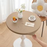 Toalha De Mesa Huierxun Redonda Ajustada Em Pu, 120 Cm De Diâmetro, Creme Impermeável