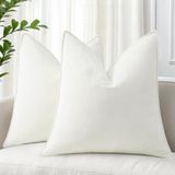 Capas De Travesseiro Decoruhome Chenille 20x20cm, Conjunto De 2, Branco Creme