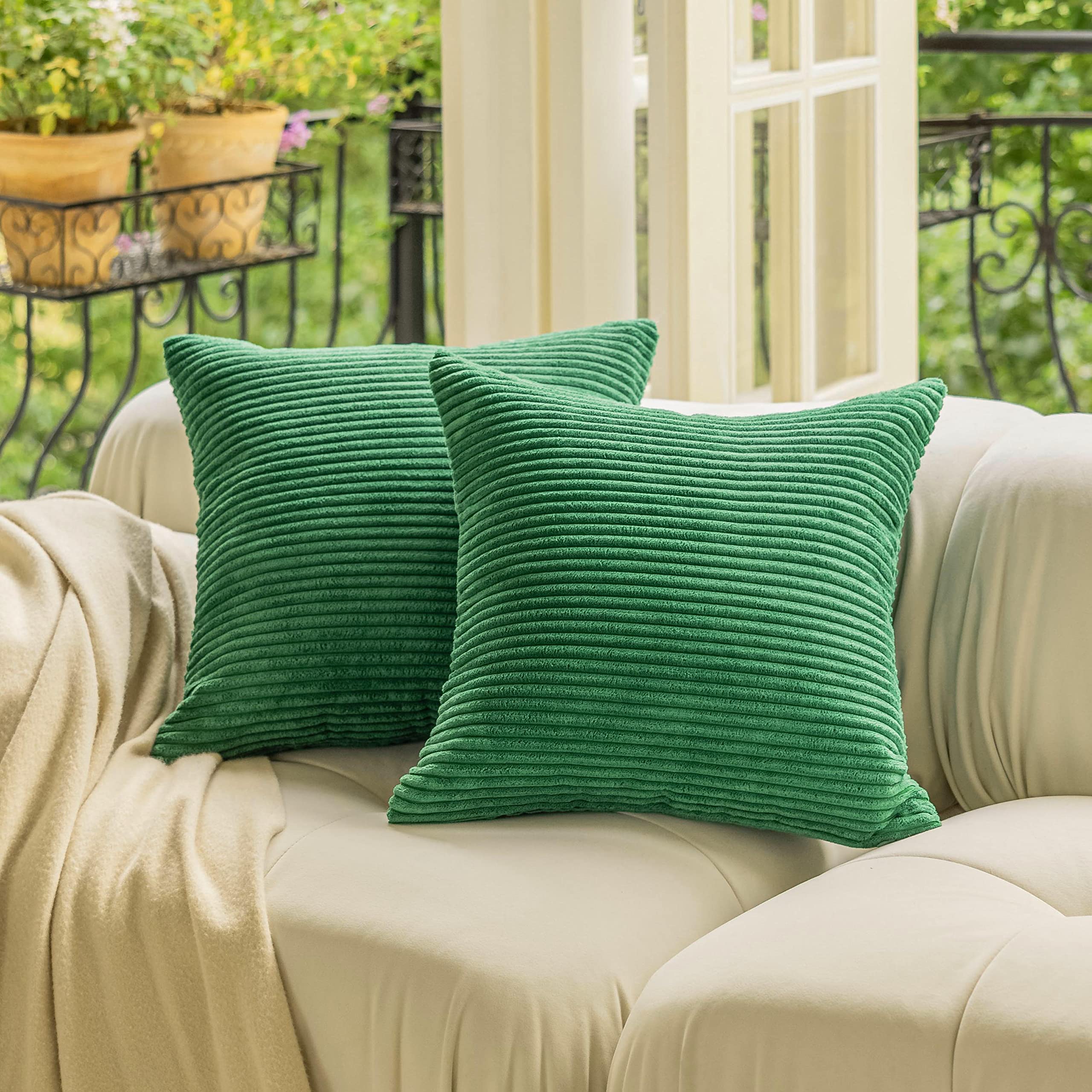 Capas De Travesseiro Home Brilliant Corduroy 60x60cm Moss Green X2