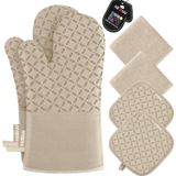 Conjunto De Luvas De Forno E Porta-panelas Kegou De Alta Resistência Ao Calor