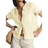 Blusa Feminina Tankaneo De Manga Folhada Peter Pan, Gola Peter Pan, Algodão