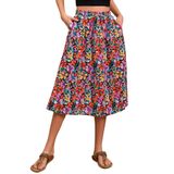 Saia Witsmile Flowy, Comprimento Médio, Elástica, Cintura Alta, Linha A
