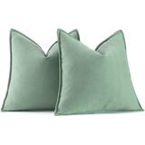 Capas De Travesseiro Miulee, Verde Acinzentado, Chenille, 45x45cm, Pacote Com 2