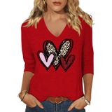 Camiseta Feminina Scgirl De Manga 3/4 Com Decote Em V Com Estampa Love Heart