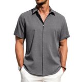 Camisa Masculina J.ver De Linho E Algodão, Manga Curta, Cinza Claro, Xxl