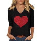 Camiseta Feminina Scgirl De Manga 3/4 Com Decote Em V Com Estampa Love Heart