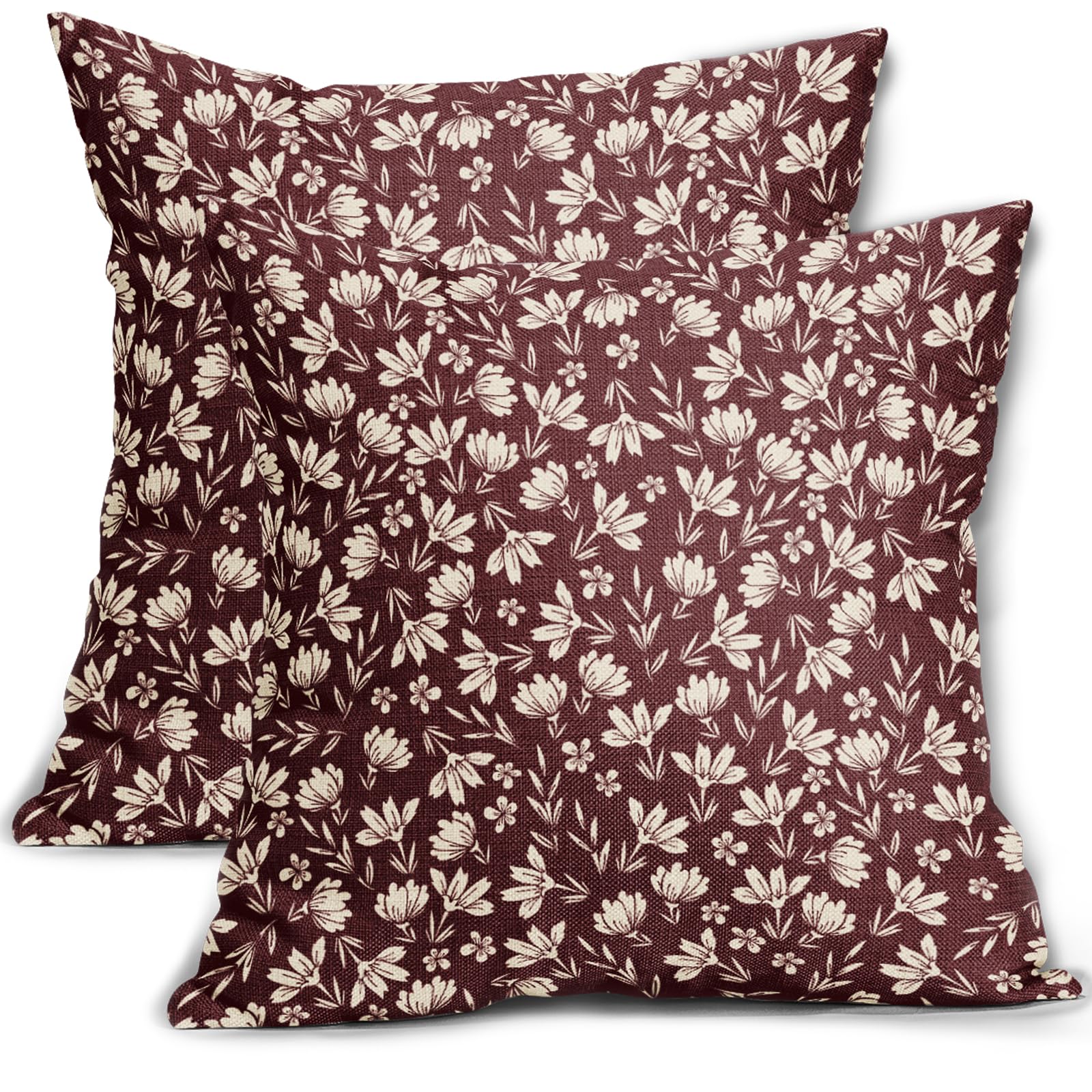 Capas De Travesseiro Aytipun Burgundy Vintage Floral 60x60cm, Conjunto De 2
