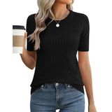 Suéter Feminino Micoson De Manga Curta Tricotado Preto S