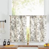Cortinas Jinchan Linen Kitchan French Floral 30cm 2 Painéis