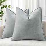 Capas De Almofada Decoruhome Chenille 20x20cm, Conjunto De 2, Cinza