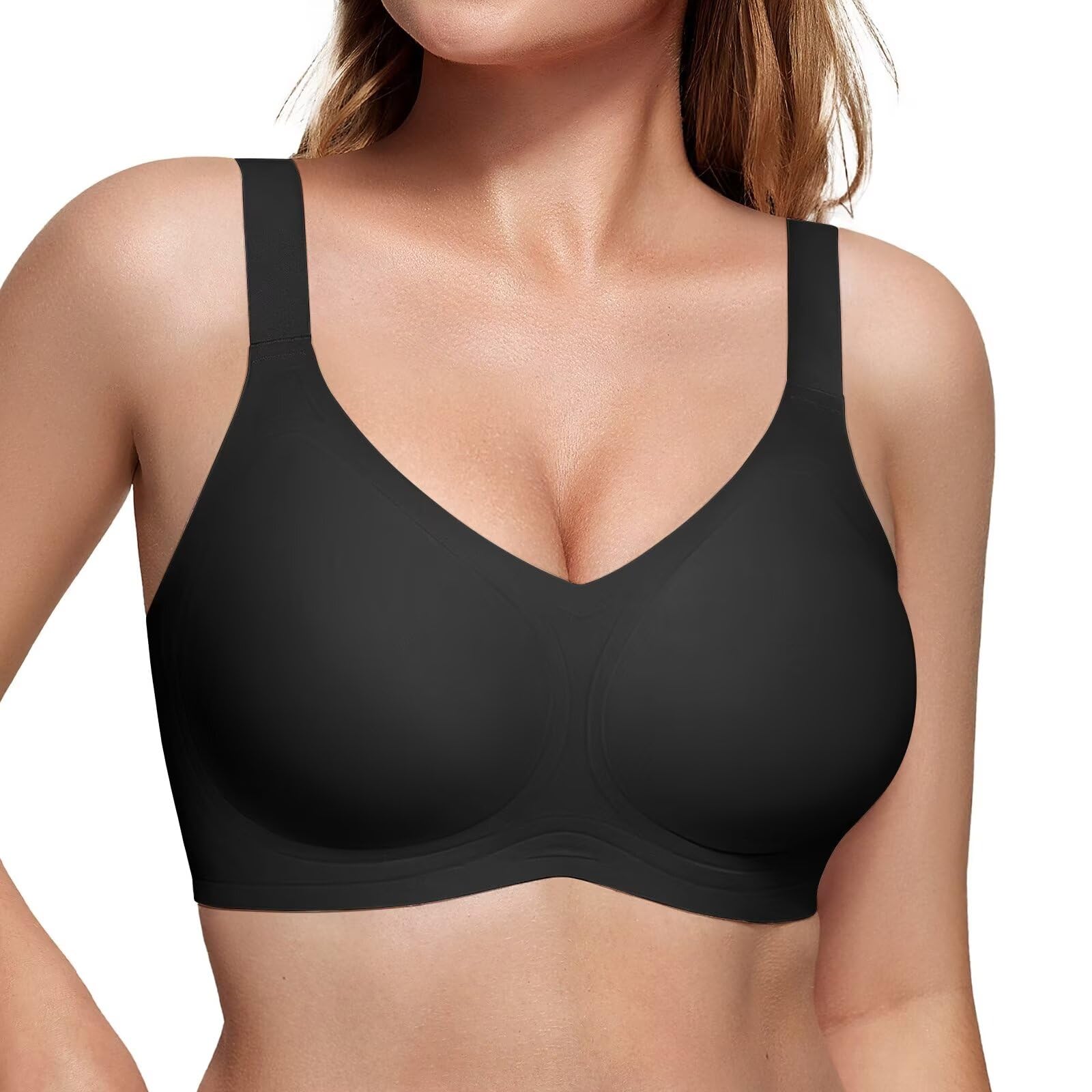 Bra Vertvie Seamless Wireless Push Up Com Cobertura Total Preta