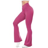Leggings Ueu Flare V Crossover De Cintura Alta Para Ioga Rosa Pequena