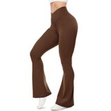 Leggings Ueu Flare V Crossover De Cintura Alta Para Ioga Marrons Para Mulheres