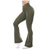 Leggings Ueu Flare V Crossover De Cintura Alta Para Ioga Verde Militar
