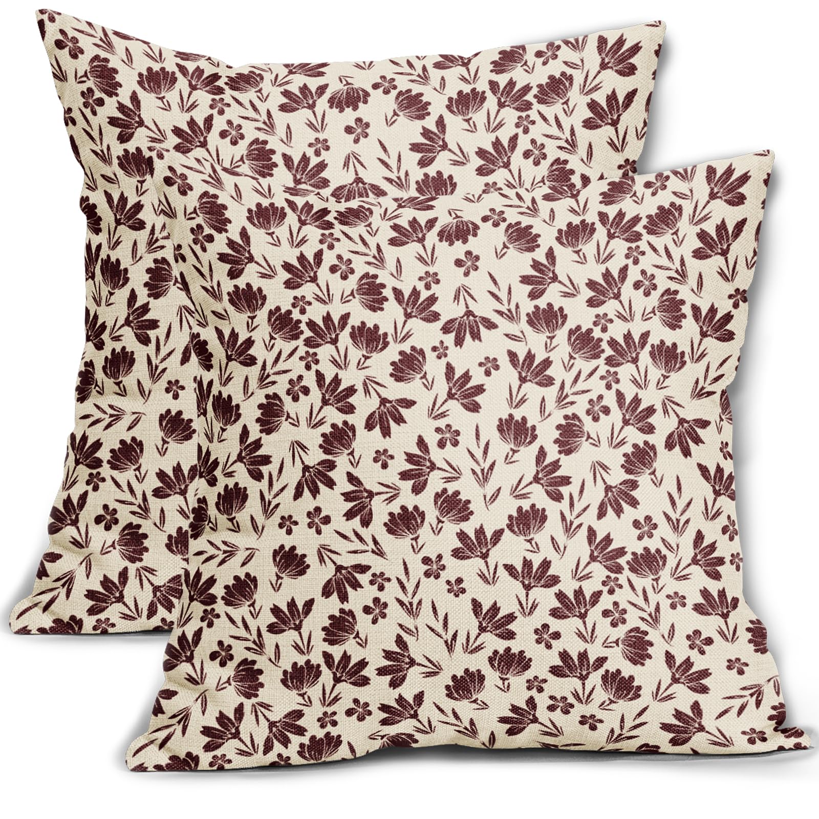 Capas De Travesseiro Aytipun Burgundy Floral 60x60cm Conjunto De 2