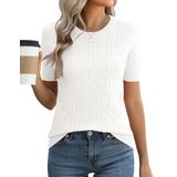 Suéter Feminino Micoson De Manga Curta Tricotado Branco S
