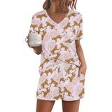 Conjunto De Pijama Ekouaer, Roupa De Dormir Feminina De Manga Curta